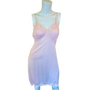 Vintage Gaymode Penney's Lingerie Pink Nylon Nighty Full Slip Sz 36 Lace